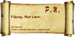 Pápay Mariann névjegykártya
